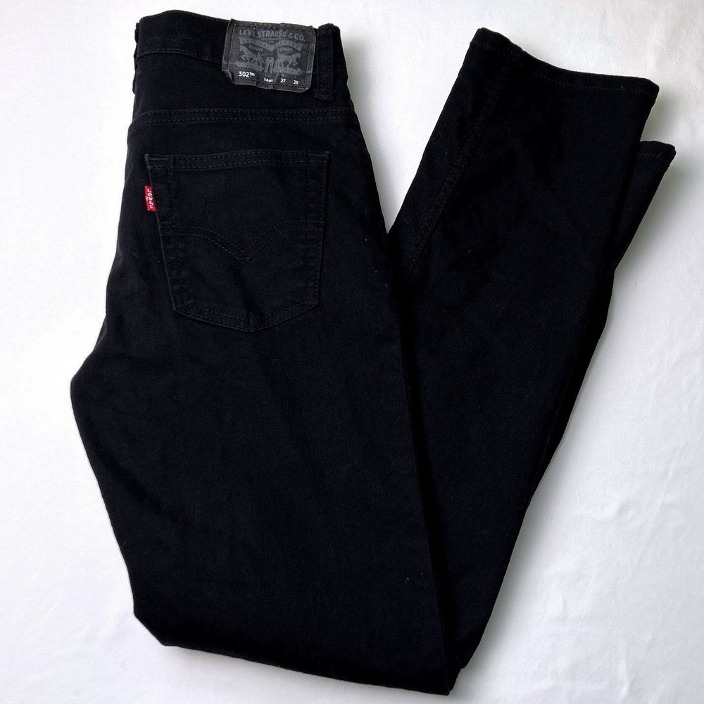 Levi's Boys 502 Regular Taper Jeans Black Size 14 Stretch Denim Classic